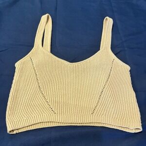 CottonOn Women‎ L Tan Pointelle Knit Bralette Sweater Tank Boho Beach Festival